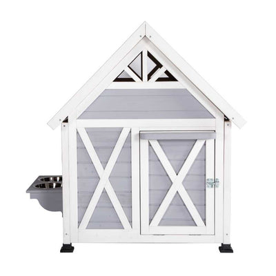 Mini Hamptons Lockable Wooden Dog House With Deck
