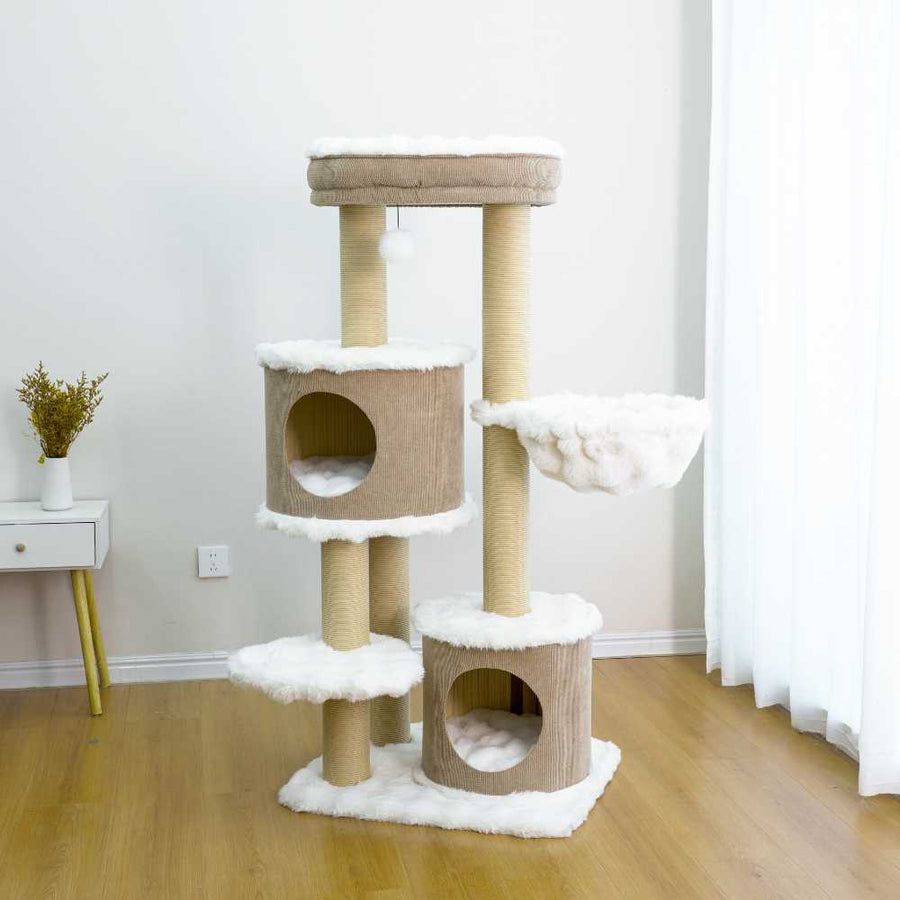 Multi-Level Cat Tree with Two Hideaways and Hammock