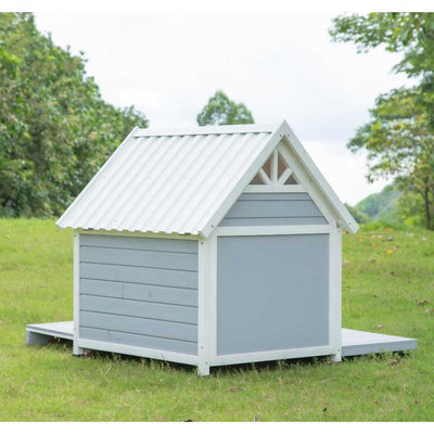 Mini Hamptons Lockable Wooden Dog House With Deck