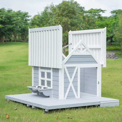 Mini Hamptons Lockable Wooden Dog House With Deck