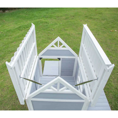 Mini Hamptons Lockable Wooden Dog House With Deck