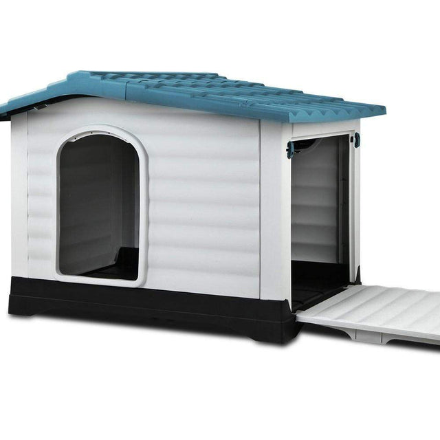 DSZ Dog House Outdoor Dog House, Waterproof Plastic Kennel Large, Blue