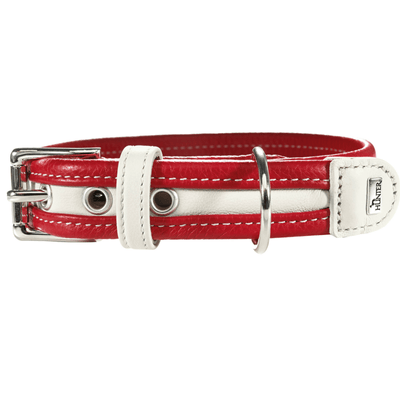 Hunter International Dog Collar Red/White / 40 (25-32cm) Hunter Collar Madeira Leather Dog Collar, Medium to Large Breeds