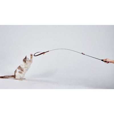 Linslins Cat Toy Super Long Cat Teaser Wand with Silvervine & Natural Pheasant Feathers