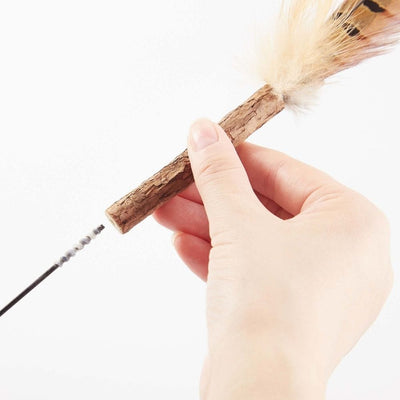 Linslins Cat Toy Super Long Cat Teaser Wand with Silvervine & Natural Pheasant Feathers