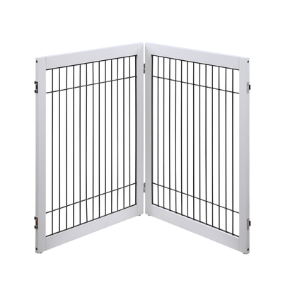 Modern Pets Containment Wooden Dog Pen and Pet Gate Two-Panel Extension, White