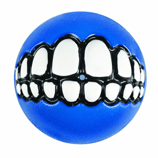 Rogz Dog Toy Small Rogz Grinz Dog Ball Toy, Blue