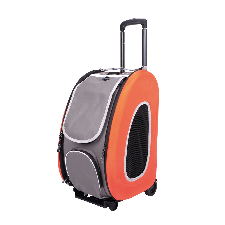 Ibiyaya EVA 4-in-1 Combo Pet Carrier on Wheels, Tangerine