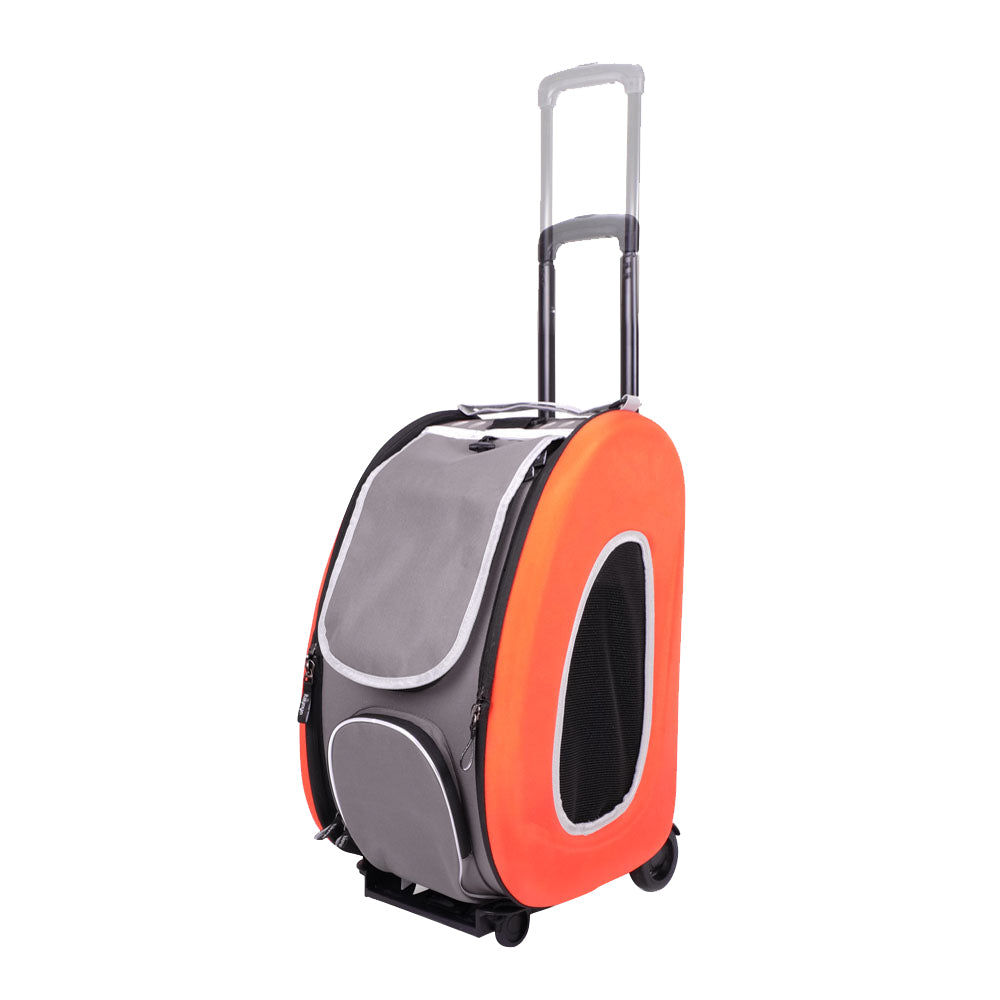 Ibiyaya EVA 4-in-1 Combo Pet Carrier on Wheels, Tangerine