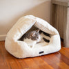 Calming Faux Fur Cat Chalet Bed