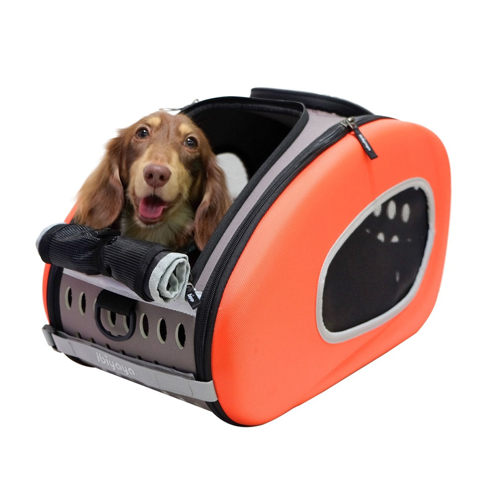 Ibiyaya EVA 4-in-1 Combo Pet Carrier on Wheels, Tangerine