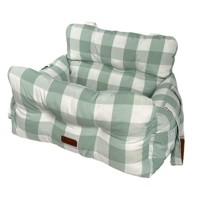 Premium Dog Car Seat, Green Buffalo Check
