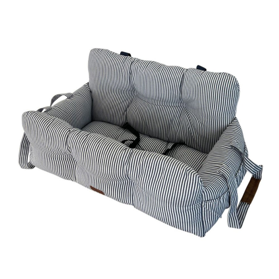 Premium Dog Car Seat for Medium Pets, Blue Denim Stripe