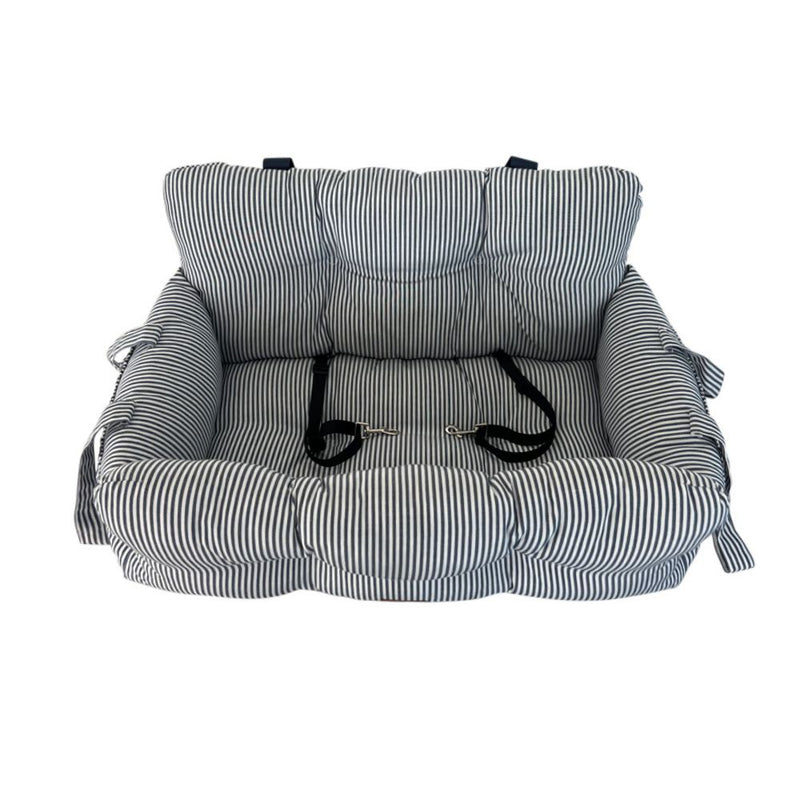 Premium Dog Car Seat for Medium Pets, Blue Denim Stripe