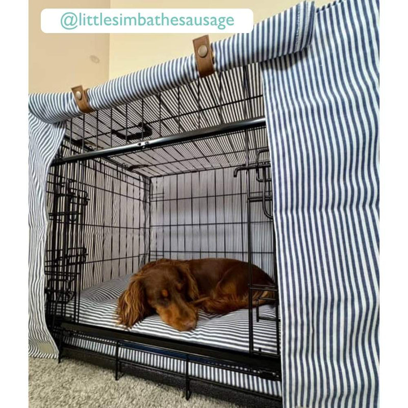 Premium Dog Crate Cover, Blue Denim Stripe