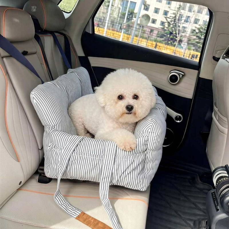 Premium Dog Car Seat for Medium Pets, Blue Denim Stripe
