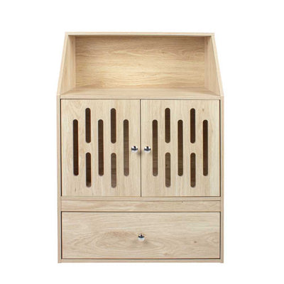 Pet Feeding Station with Storage Cabinet, Light Oak