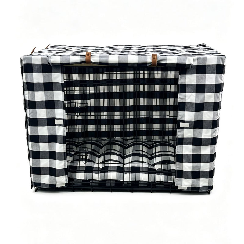 Premium Dog Crate Cover, Black and White Check