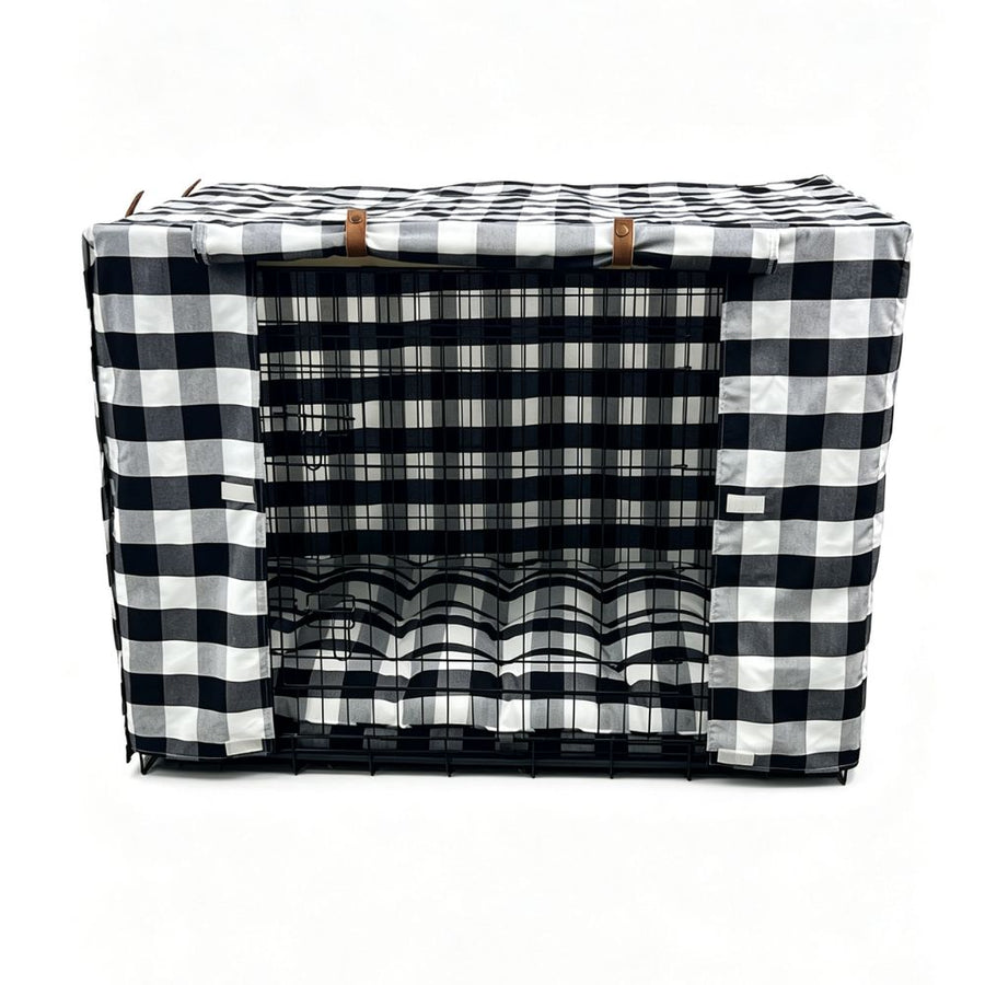 Premium Dog Crate Cover, Black and White Check