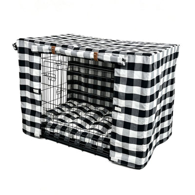Premium Dog Crate Cover, Black and White Check