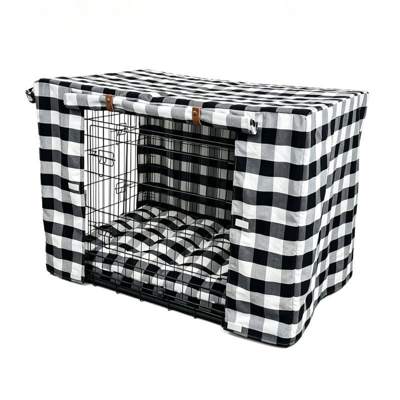 Premium Dog Crate Cover, Black and White Check