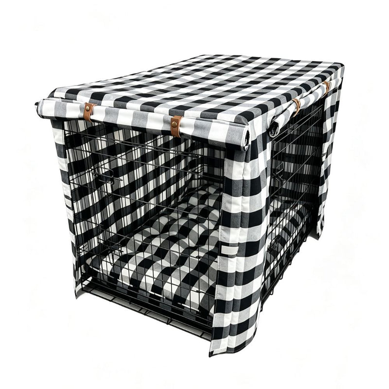 Premium Dog Crate Cover, Black and White Check