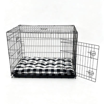 Luxury Dog Crate Mattress, Black and White Check