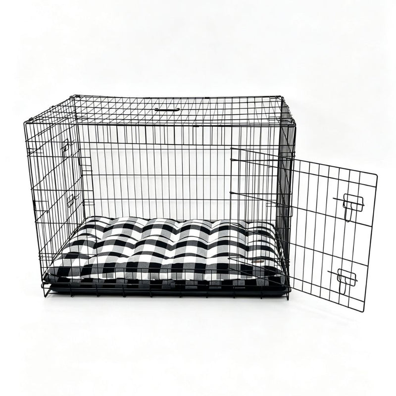Luxury Dog Crate Mattress, Black and White Check