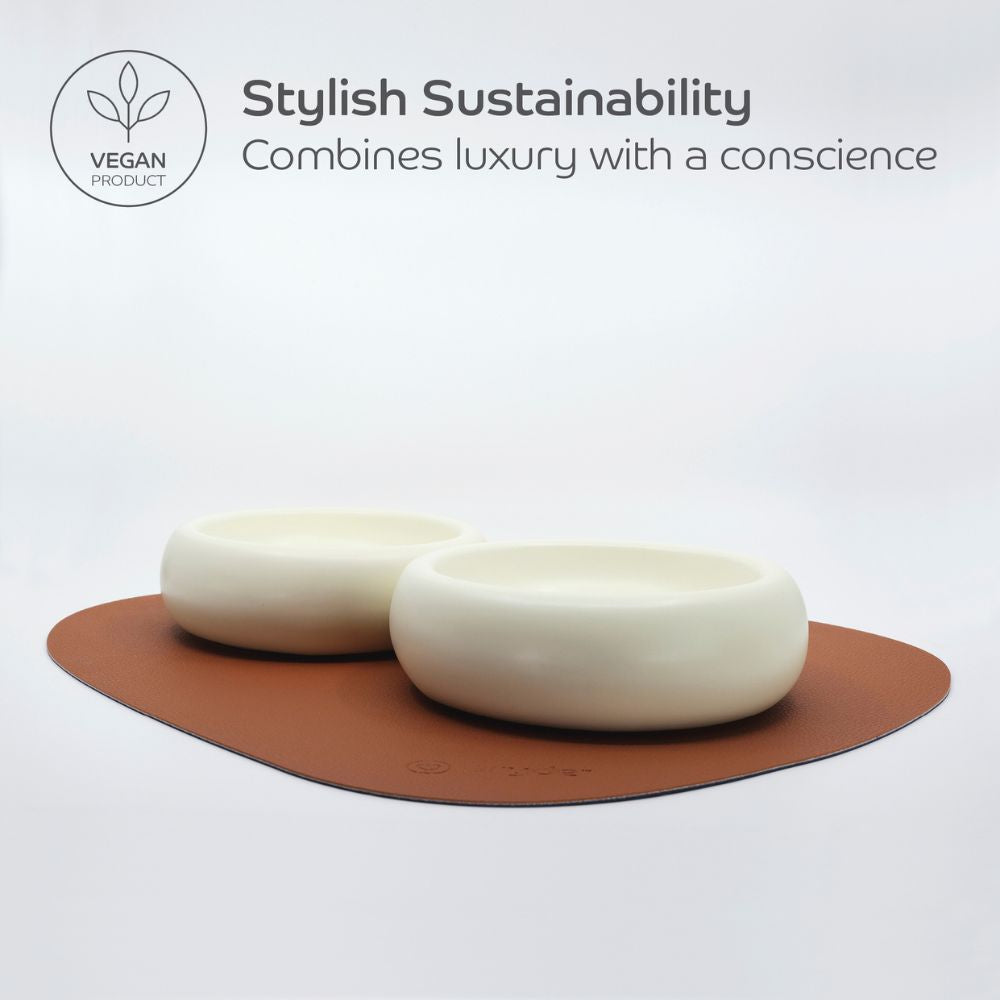 Reversible Cat and Dog Food Mat, Chestnut-Navy