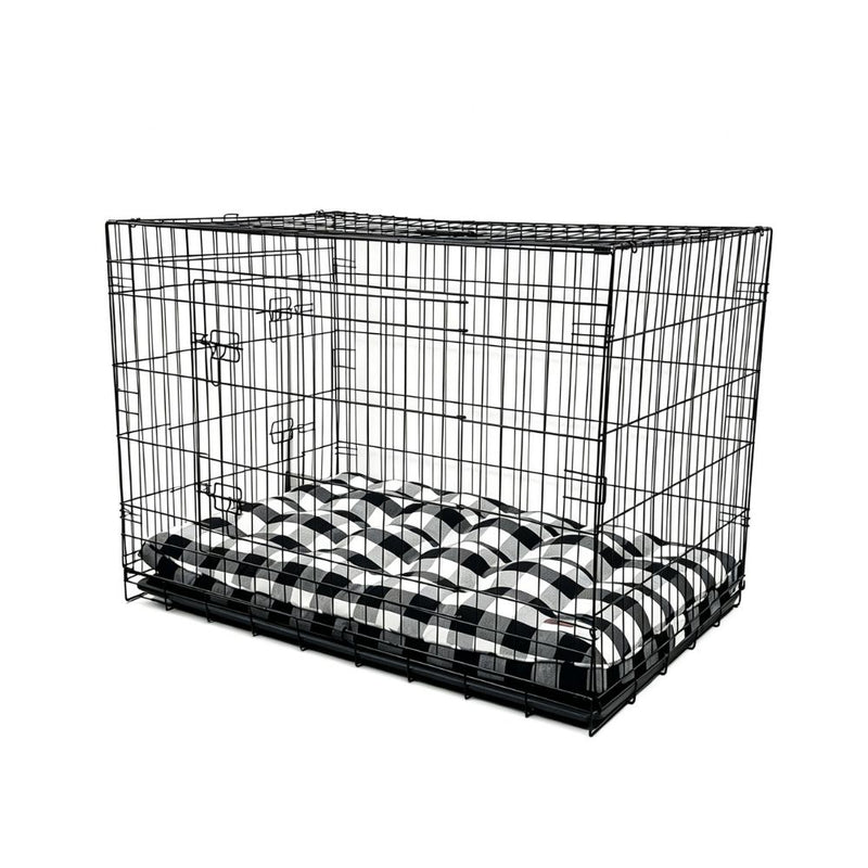 Luxury Dog Crate Mattress, Black and White Check