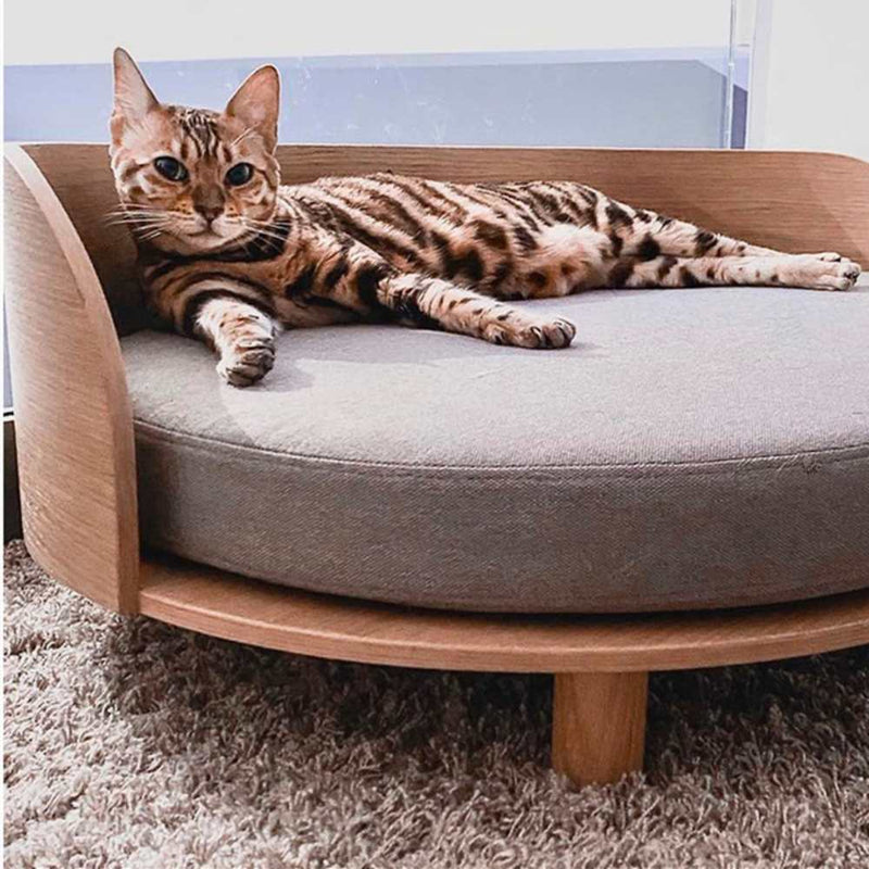 Modern Wooden Dog Bed with Orthopaedic Cushion