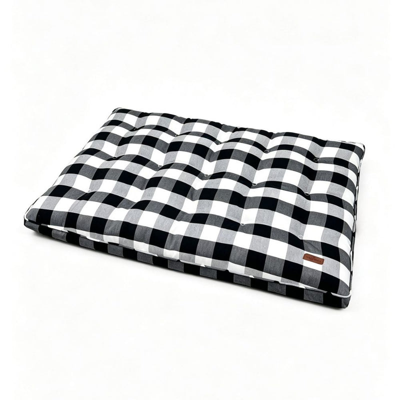 Luxury Dog Crate Mattress, Black and White Check
