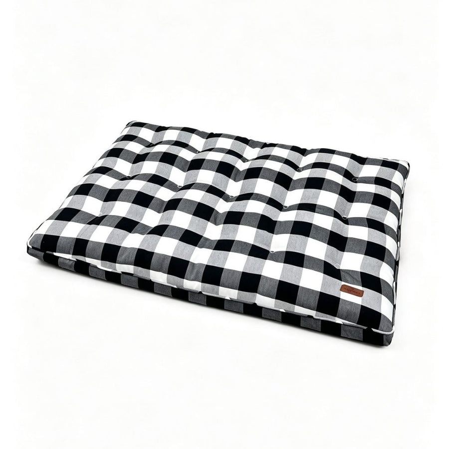 Luxury Dog Crate Mattress, Black and White Check