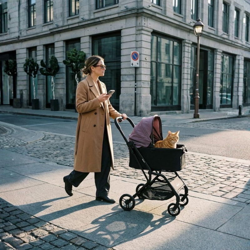 Ibiyaya HUE-GO Detachable Pet Stroller & Capsule, Dusty Pink