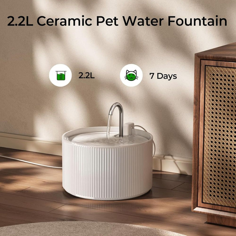 Ecoflow Ceramic Cat Water Fountain | Plug-In