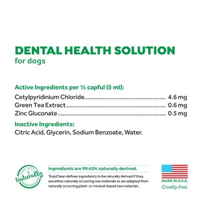 TropiClean Fresh Breath Dental Health Solution for Dogs Original 473mL