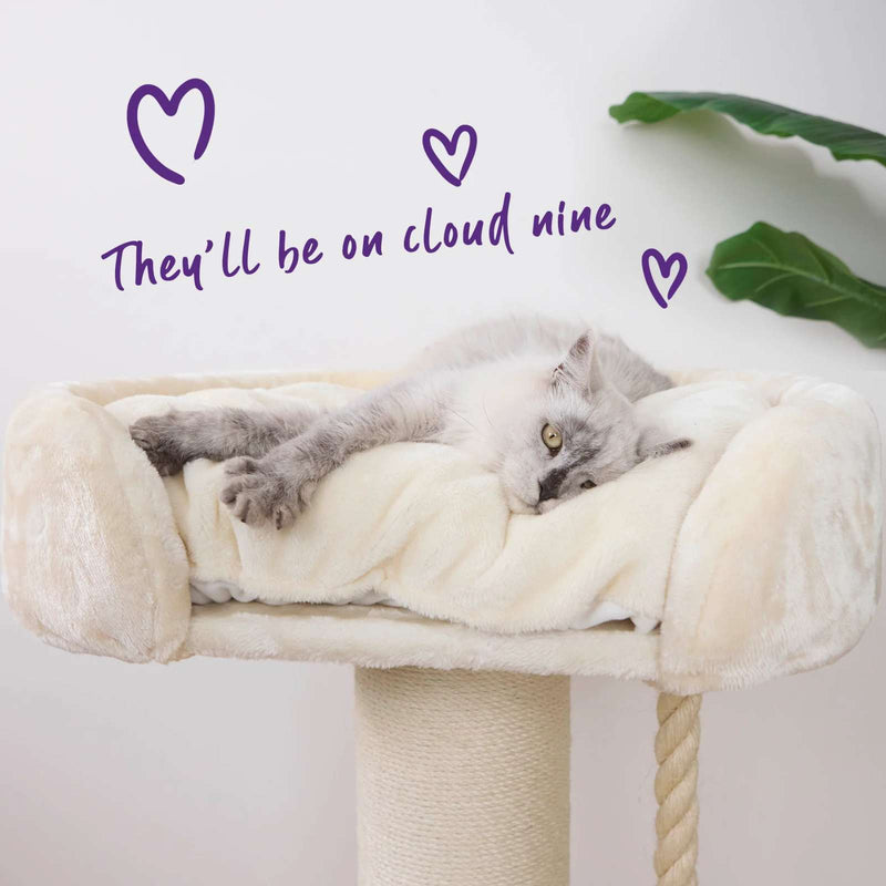 High Bed Scratching Post for Large Cats, Cream Plush