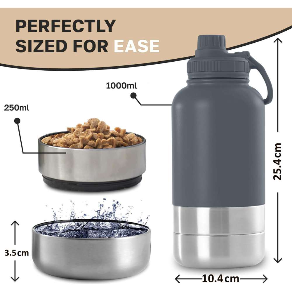 Portable 3-in-1 Insulated Dog Water Bottle