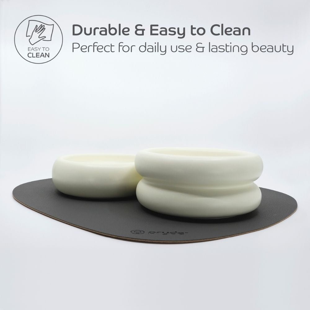 Reversible Cat and Dog Food Mat, Blush-Charcoal