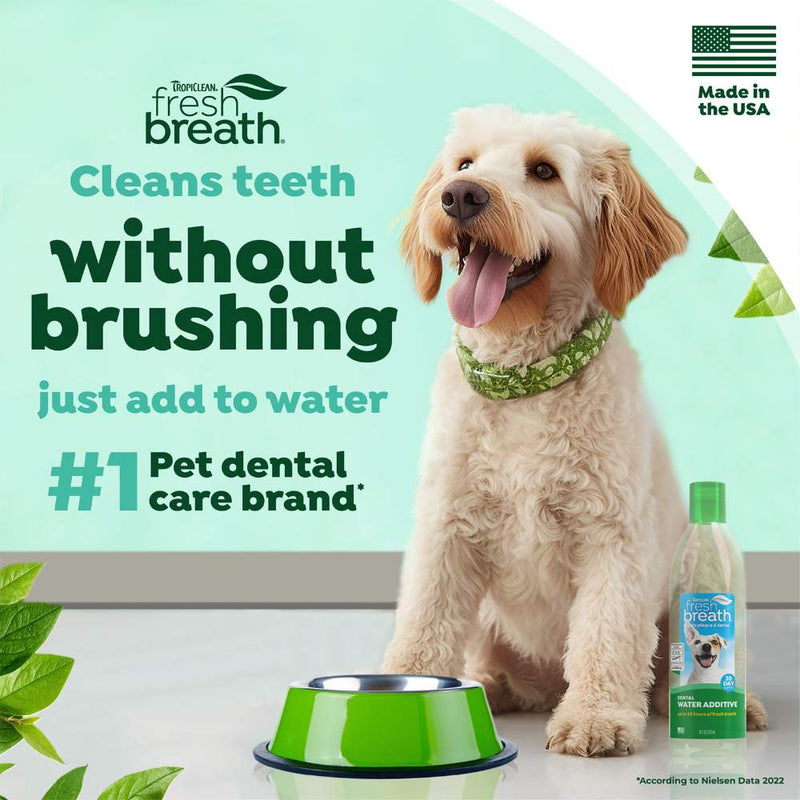 TropiClean Fresh Breath Dental Health Solution for Dogs Original 473mL