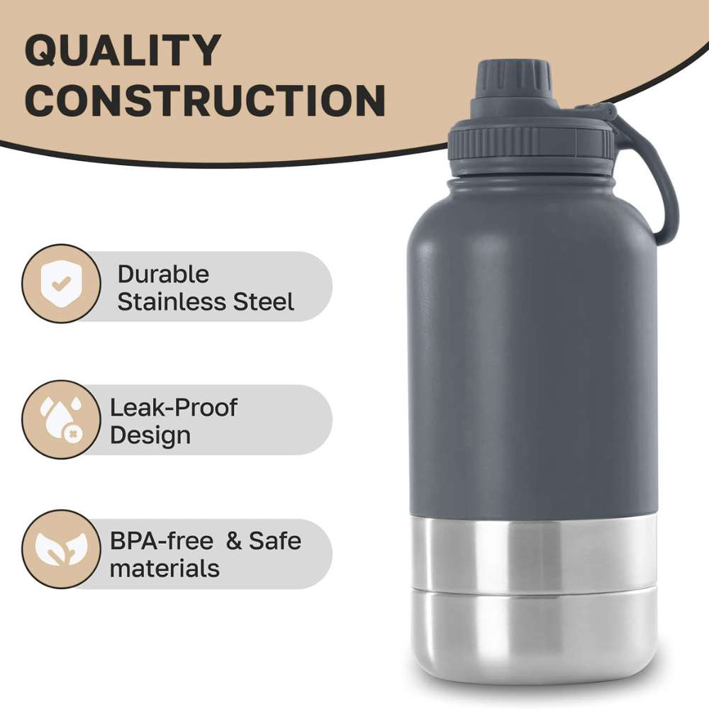 Portable 3-in-1 Insulated Dog Water Bottle