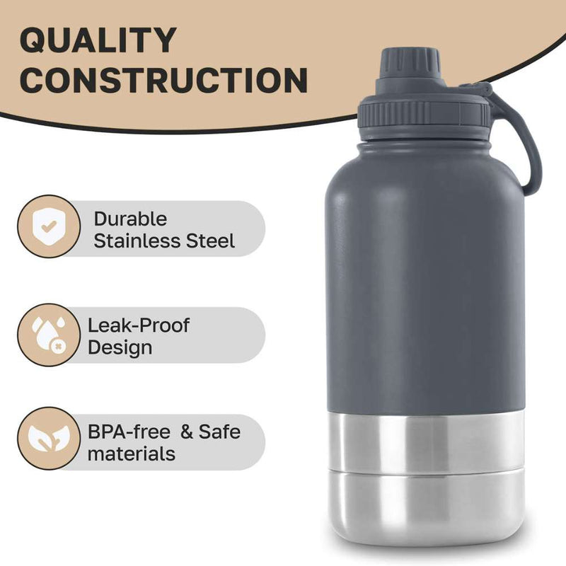 Portable 3-in-1 Insulated Dog Water Bottle