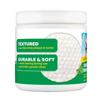 TropiClean Fresh Breath Dental Wipes for Dogs, 50 Pack