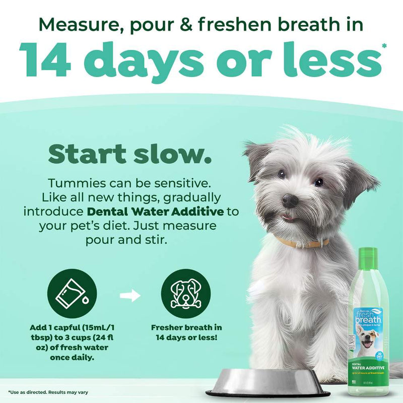 TropiClean Fresh Breath Dental Health Solution for Dogs Original 473mL
