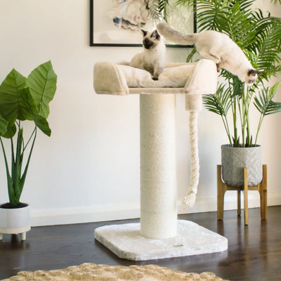 High Bed Scratching Post for Large Cats, Cream