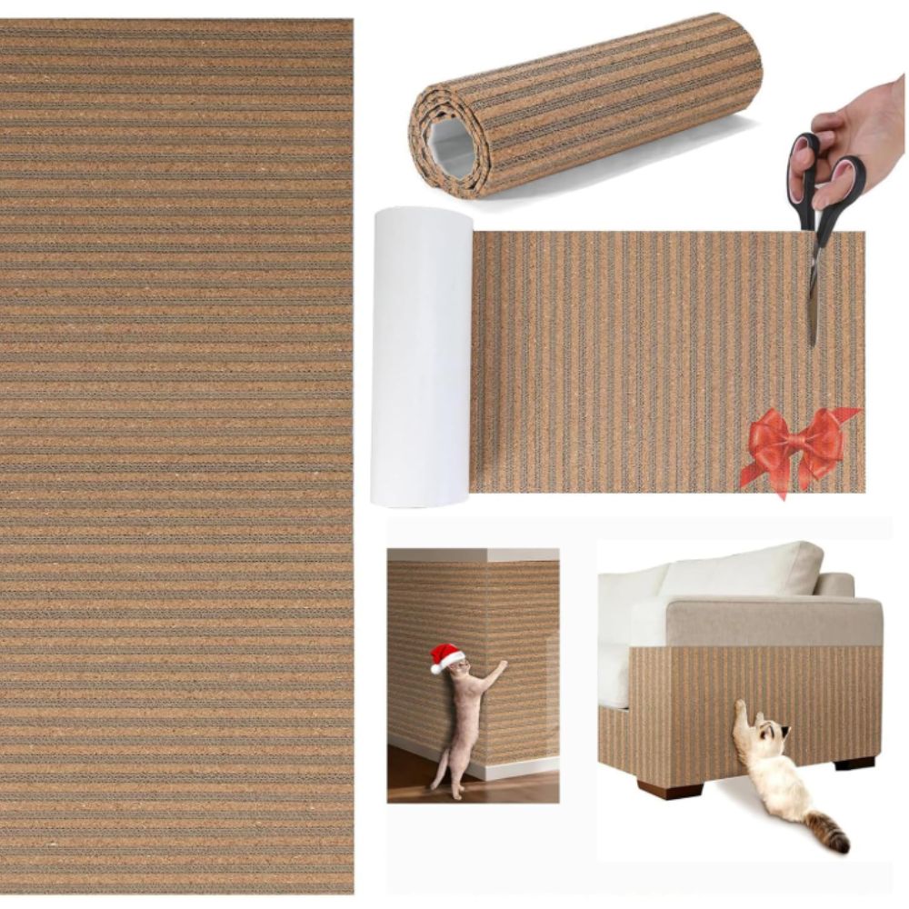 Trimmable Cork Scratch Pad - Furniture & Wall Protector for Indoor Cats