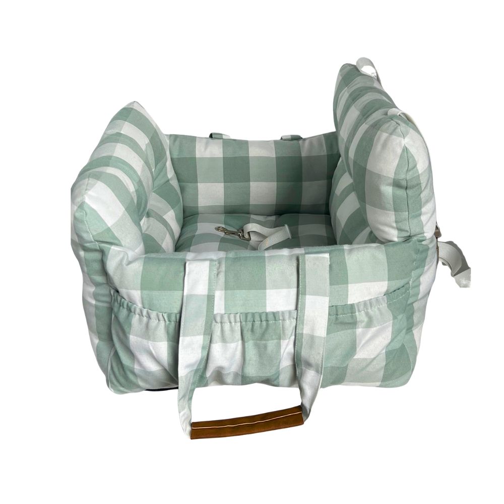 Premium Dog Car Seat, Green Buffalo Check