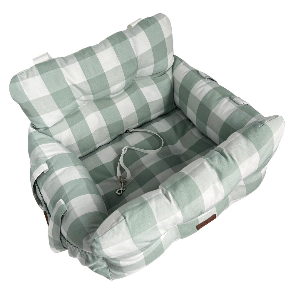 Premium Dog Car Seat, Green Buffalo Check