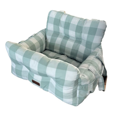 Premium Dog Car Seat, Green Buffalo Check