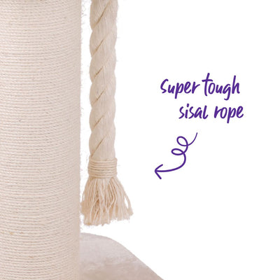 High Bed Scratching Post for Large Cats, Cream Plush